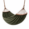 Hamac en Toile de Coton Vert avec Barres en Bois