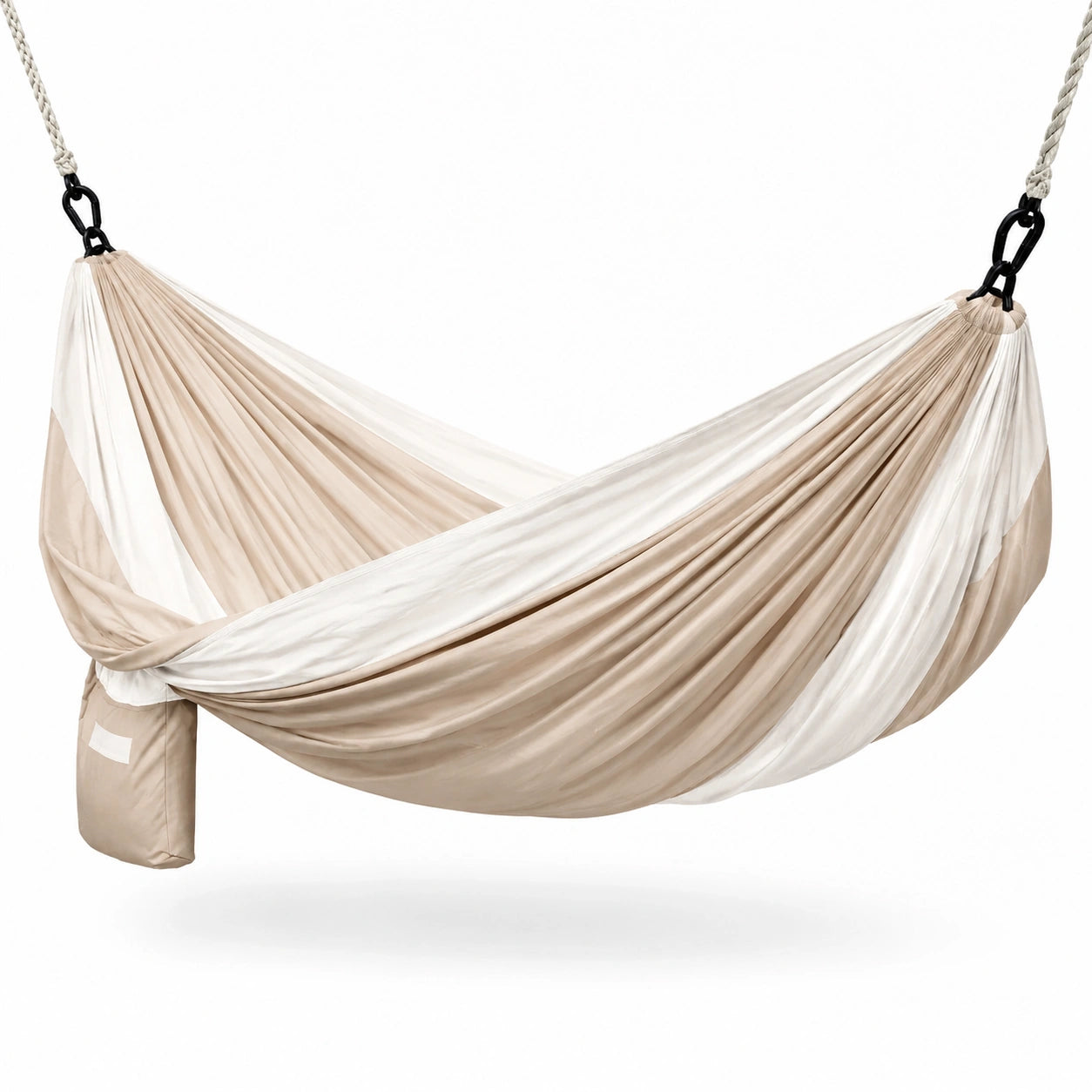Hamac d'extérieur en tissu beige et blanc 200 x 150 cm