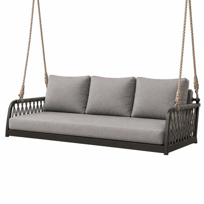 Balancelle en acier avec coussins en polyester gris