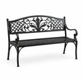 Banc de jardin en métal noir avec motifs décoratifs