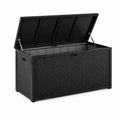 Coffre de rangement extérieur en plastique tressé noir 120x60x70 cm