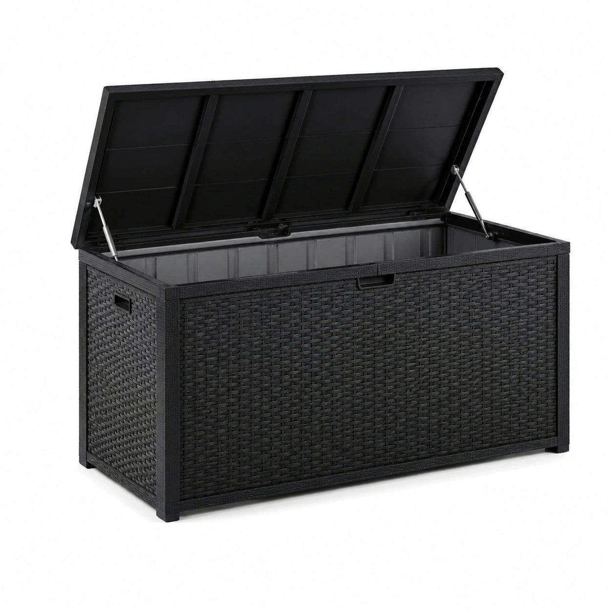 Coffre de rangement extérieur en plastique tressé noir 120x60x70 cm