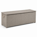 Coffre de rangement en résine tressée gris clair 120x45x60 cm