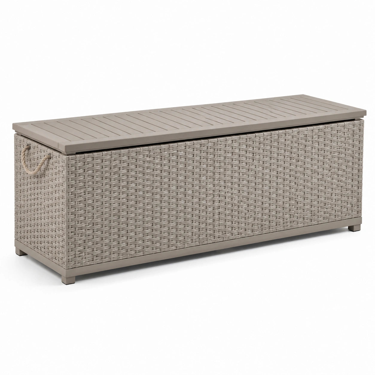 Coffre de rangement en résine tressée gris clair 120x45x60 cm
