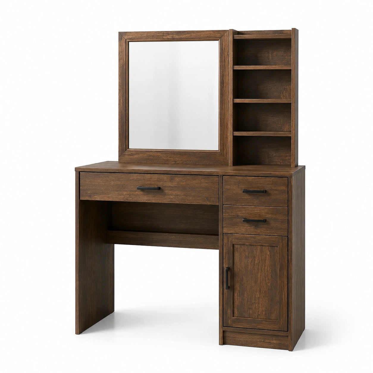 Coiffeuse en Bois avec Miroir et Étagères
