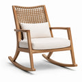 Fauteuil à bascule en bois d'acacia et corde tressée