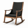 Chaise à bascule en bois et résine tressée noire